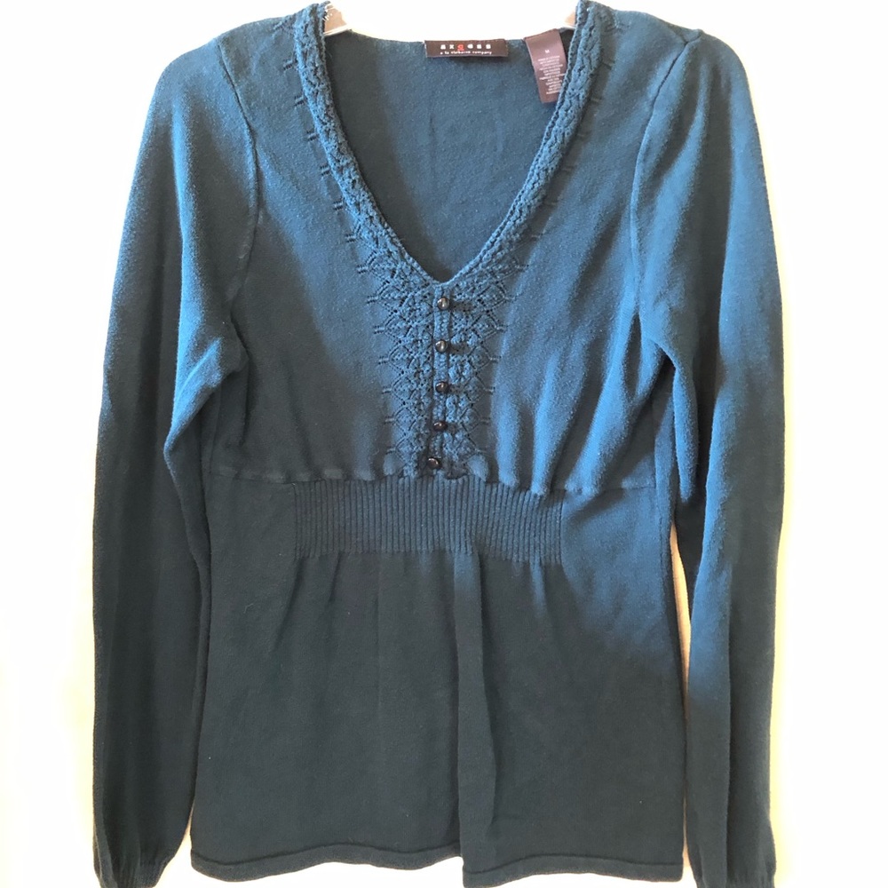 Axcess by Liz Claiborne teal peacock green blue knit top